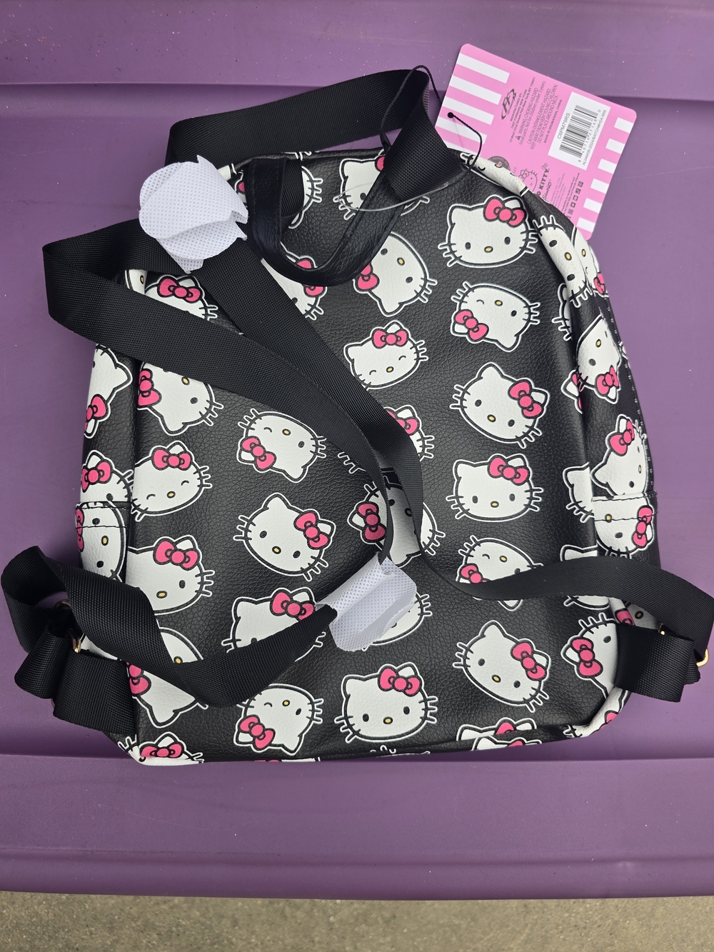 Hello Kitty Black Backpack with Pink Accents and Gold Zipper - Picture 2 of 2